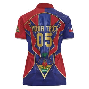 Custom Afro-Haitians Football Women Polo Shirt Haitian Palm Tree Unique Style