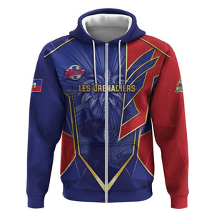 Custom Afro-Haitians Football Zip Hoodie Haitian Palm Tree Unique Style