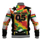 Custom Ghana Football Baseball Jacket African Pride Flag Colors Flame