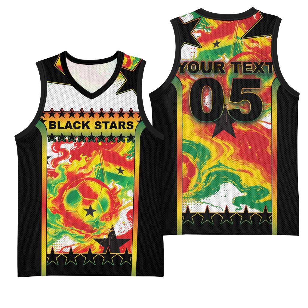 Custom Ghana Football Basketball Jersey African Pride Flag Colors Flame