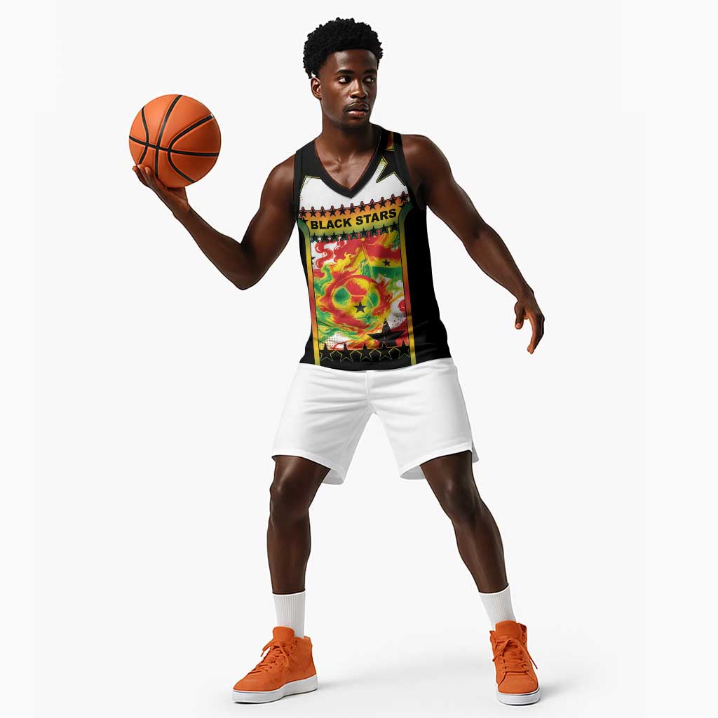 Custom Ghana Football Basketball Jersey African Pride Flag Colors Flame