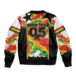 Custom Ghana Football Bomber Jacket African Pride Flag Colors Flame