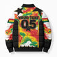 Custom Ghana Football Bomber Puffer Jacket African Pride Flag Colors Flame