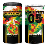 Custom Ghana Football 4 in 1 Can Cooler Tumbler African Pride Flag Colors Flame
