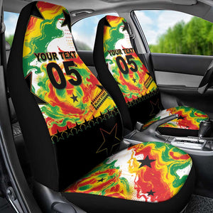 Custom Ghana Football Car Seat Cover African Pride Flag Colors Flame