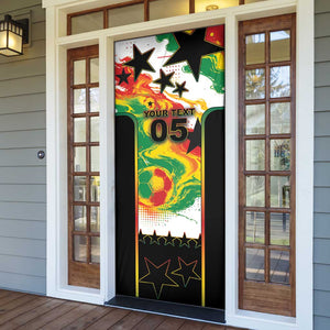Custom Ghana Football Door Cover African Pride Flag Colors Flame