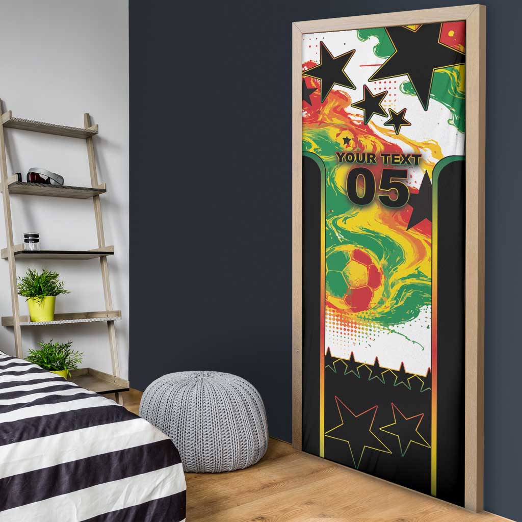 Custom Ghana Football Door Cover African Pride Flag Colors Flame