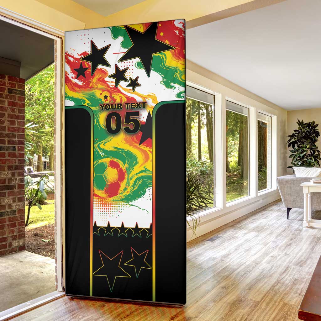 Custom Ghana Football Door Cover African Pride Flag Colors Flame