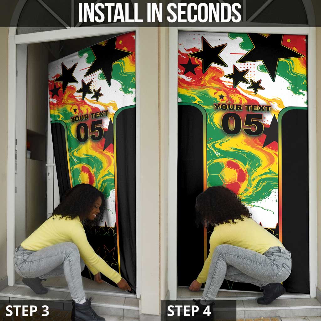 Custom Ghana Football Door Cover African Pride Flag Colors Flame