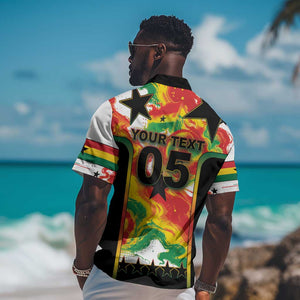 Custom Ghana Football Hawaiian Shirt African Pride Flag Colors Flame