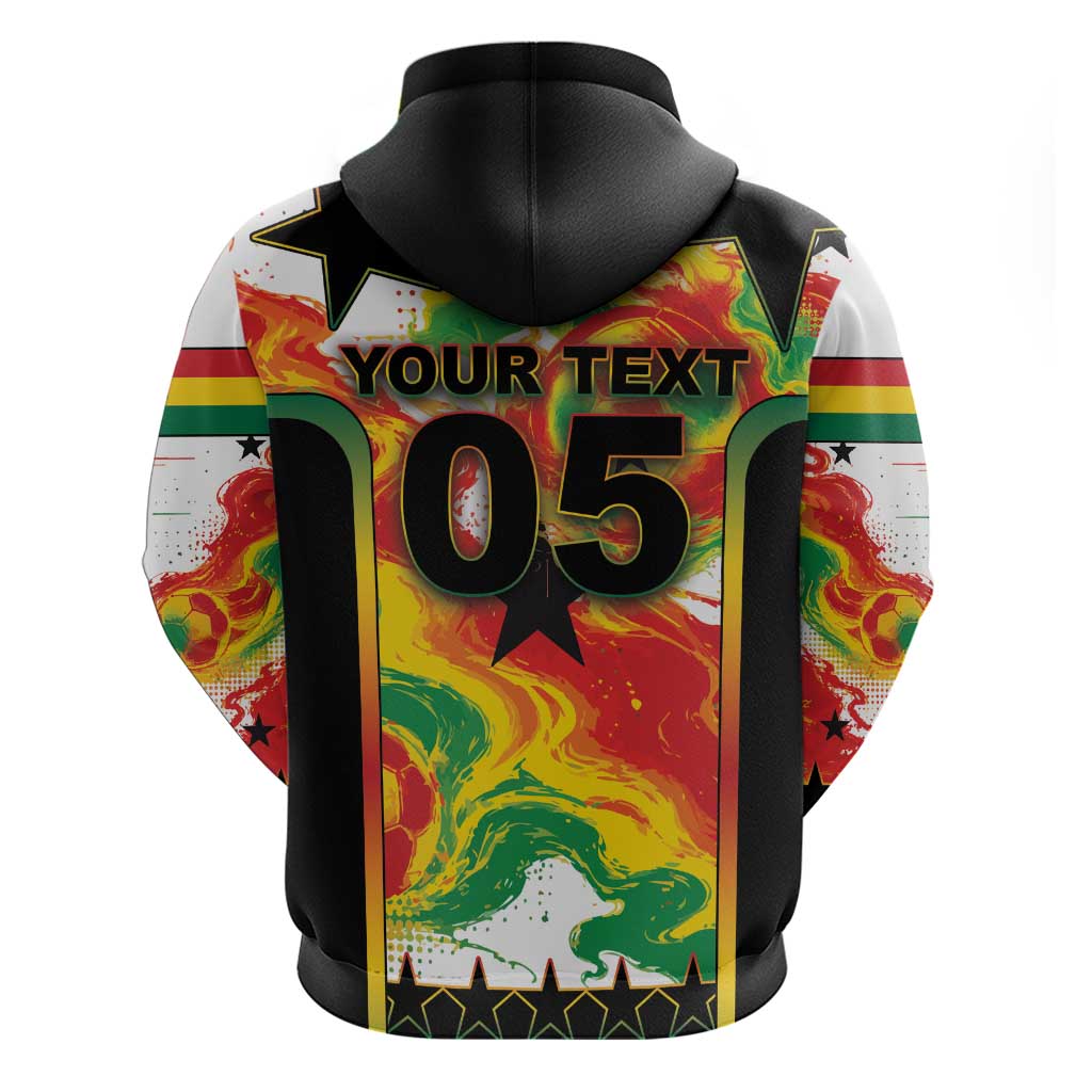 Custom Ghana Football Hoodie African Pride Flag Colors Flame