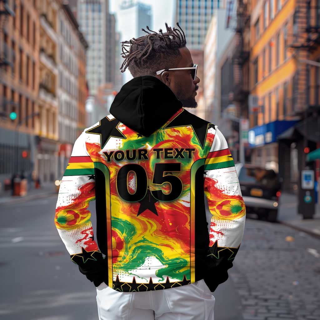 Custom Ghana Football Hoodie African Pride Flag Colors Flame