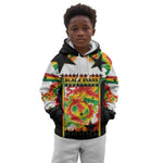 Custom Ghana Football Kid Hoodie African Pride Flag Colors Flame