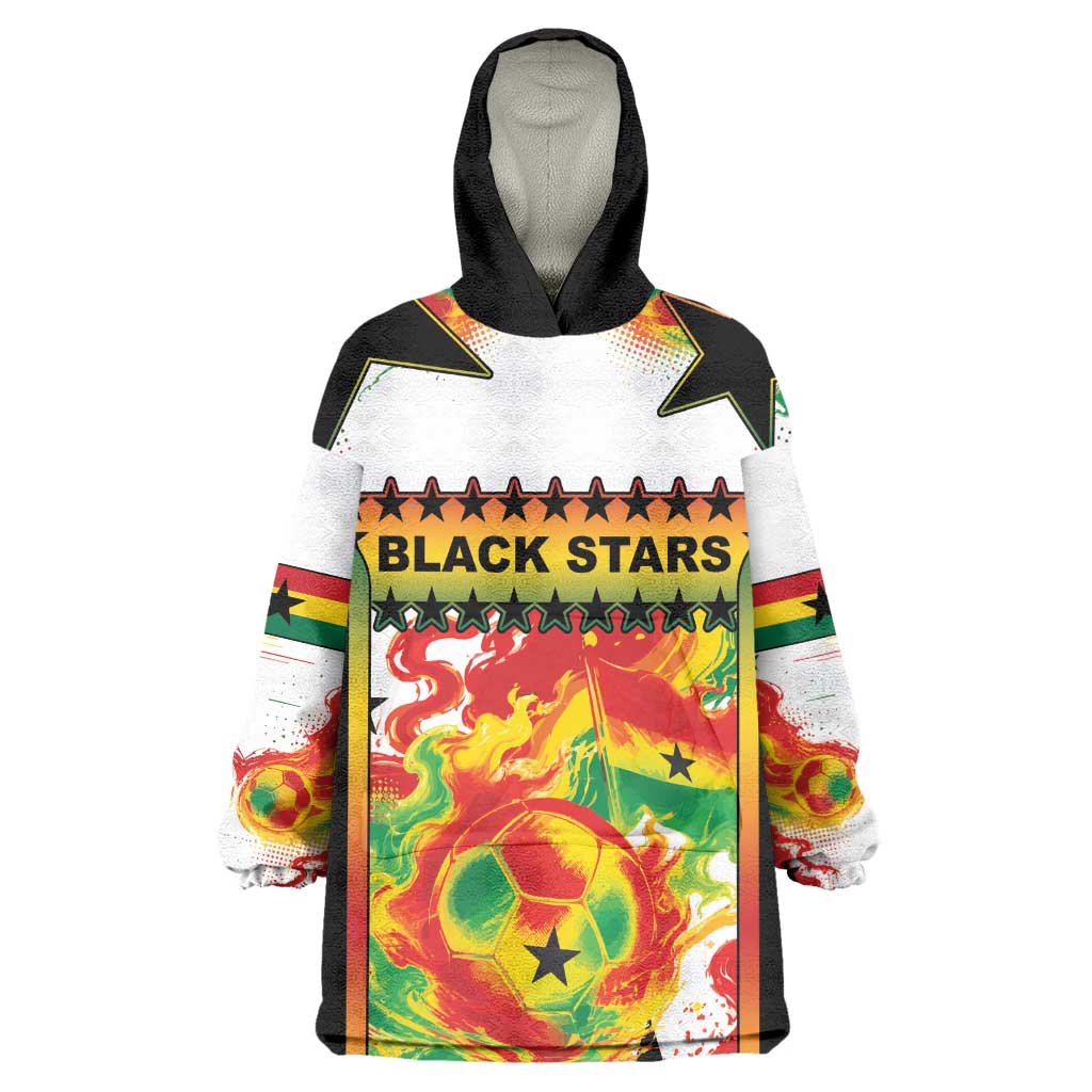 Custom Ghana Football Kid Wearable Blanket Hoodie African Pride Flag Colors Flame