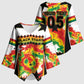Custom Ghana Football Kimono Sleeve Blouse African Pride Flag Colors Flame