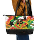 Custom Ghana Football Leather Tote Bag African Pride Flag Colors Flame