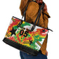 Custom Ghana Football Leather Tote Bag African Pride Flag Colors Flame