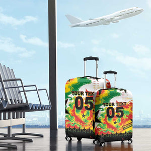 Custom Ghana Football Luggage Cover African Pride Flag Colors Flame