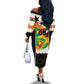 Custom Ghana Football Off The Shoulder Long Sleeve Dress African Pride Flag Colors Flame