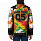 Custom Ghana Football Padded Jacket African Pride Flag Colors Flame