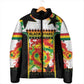 Custom Ghana Football Padded Jacket African Pride Flag Colors Flame