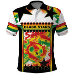 Custom Ghana Football Polo Shirt African Pride Flag Colors Flame