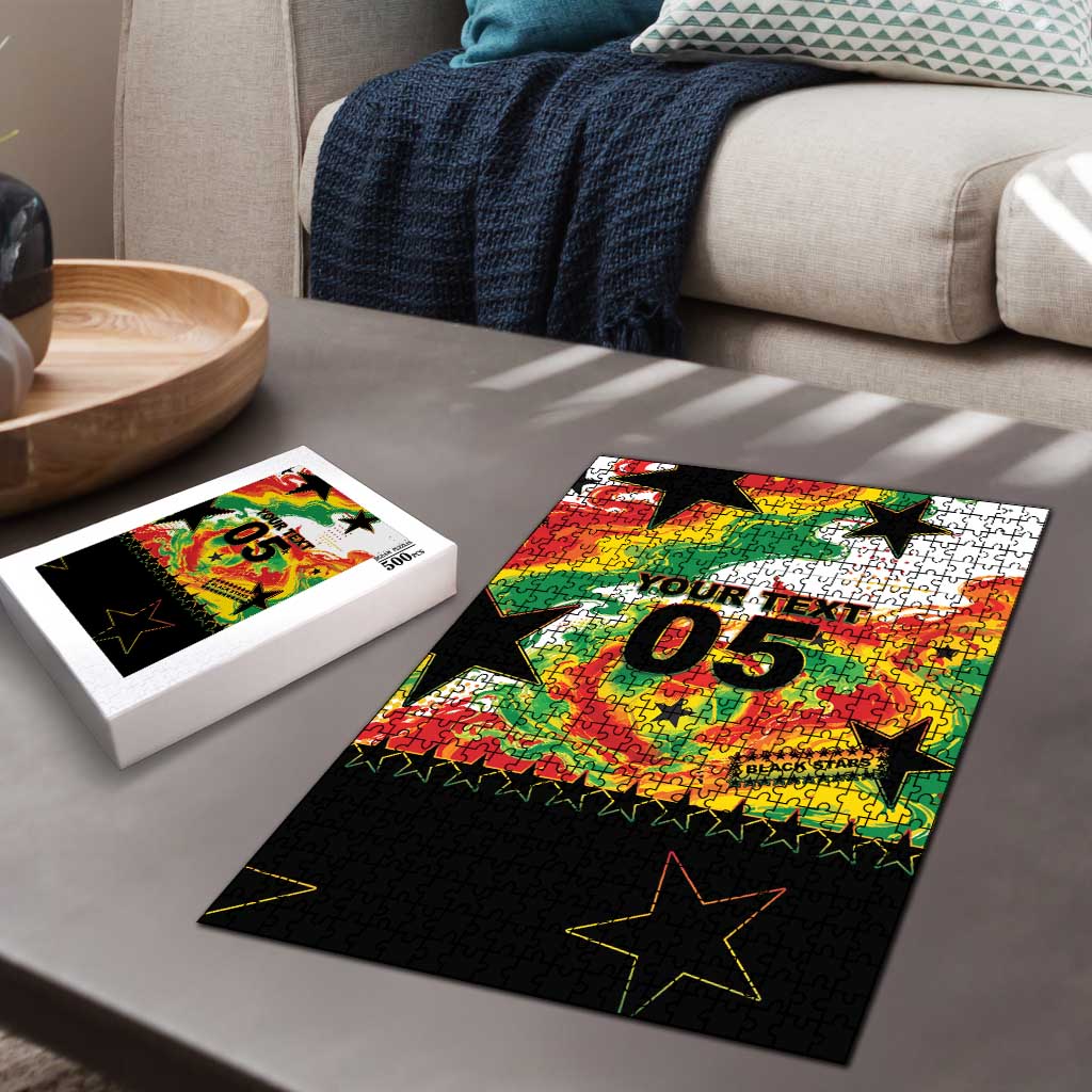 Custom Ghana Football Puzzle African Pride Flag Colors Flame