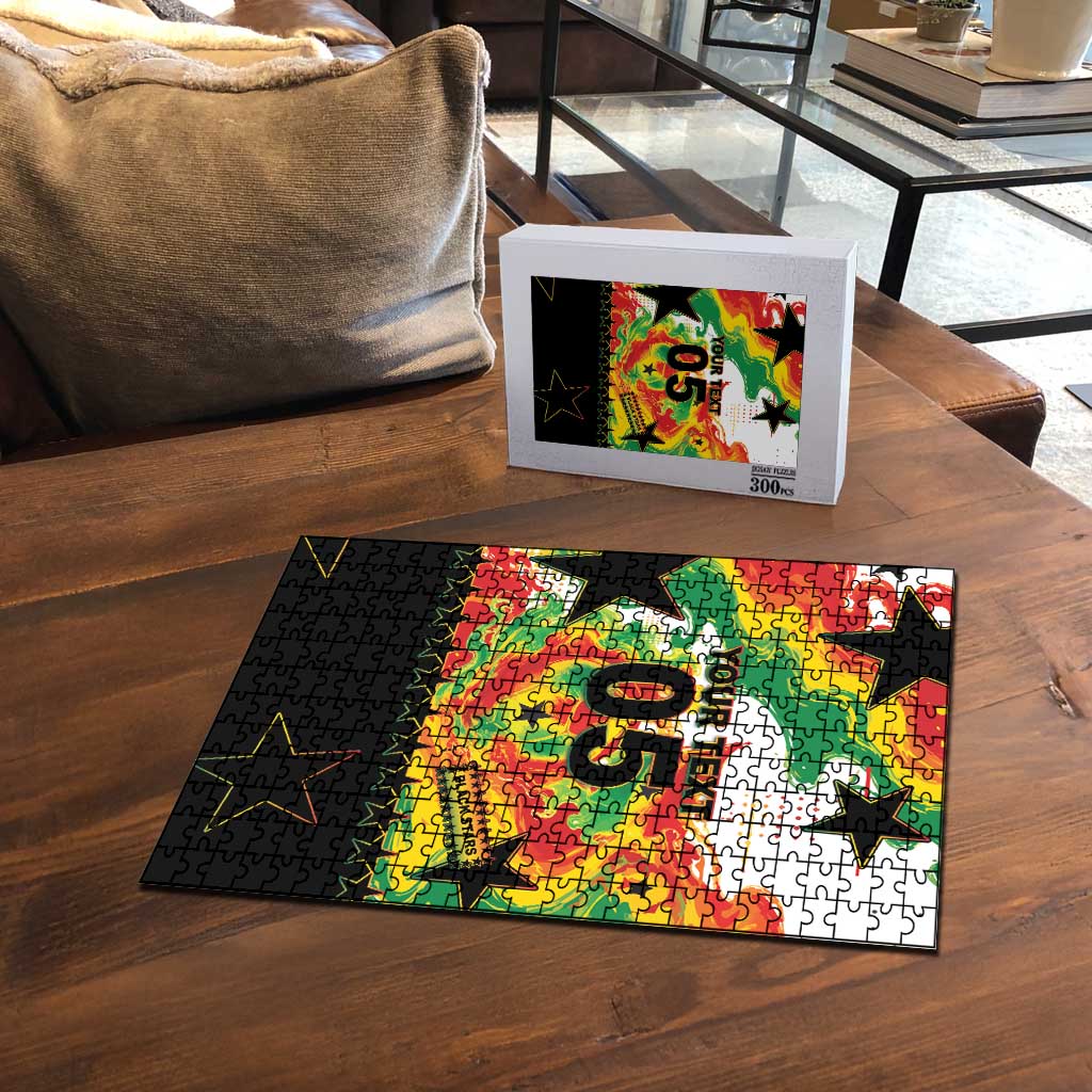 Custom Ghana Football Puzzle African Pride Flag Colors Flame