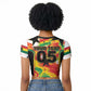 Custom Ghana Football Raglan Cropped T shirt African Pride Flag Colors Flame