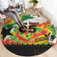 Custom Ghana Football Round Carpet African Pride Flag Colors Flame