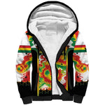 Custom Ghana Football Sherpa Hoodie African Pride Flag Colors Flame