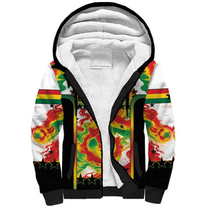 Custom Ghana Football Sherpa Hoodie African Pride Flag Colors Flame