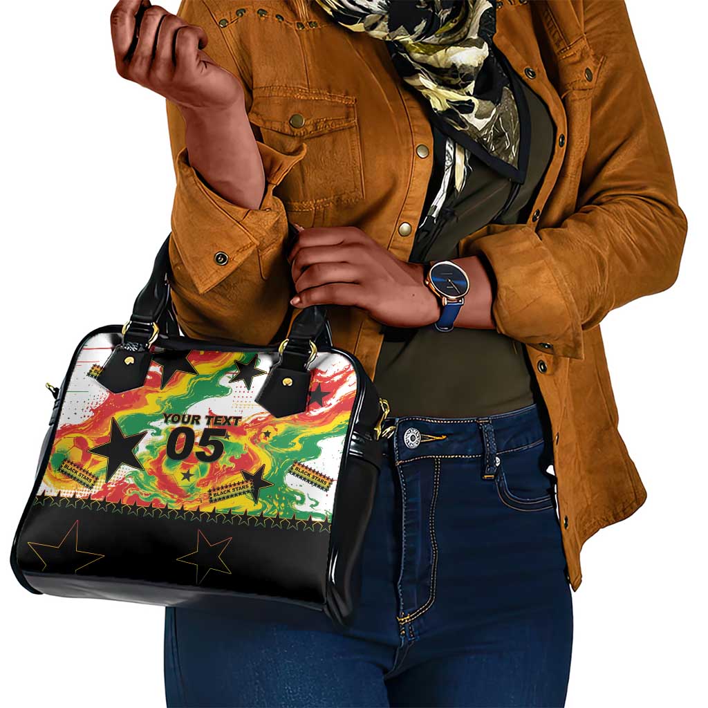 Custom Ghana Football Shoulder Handbag African Pride Flag Colors Flame