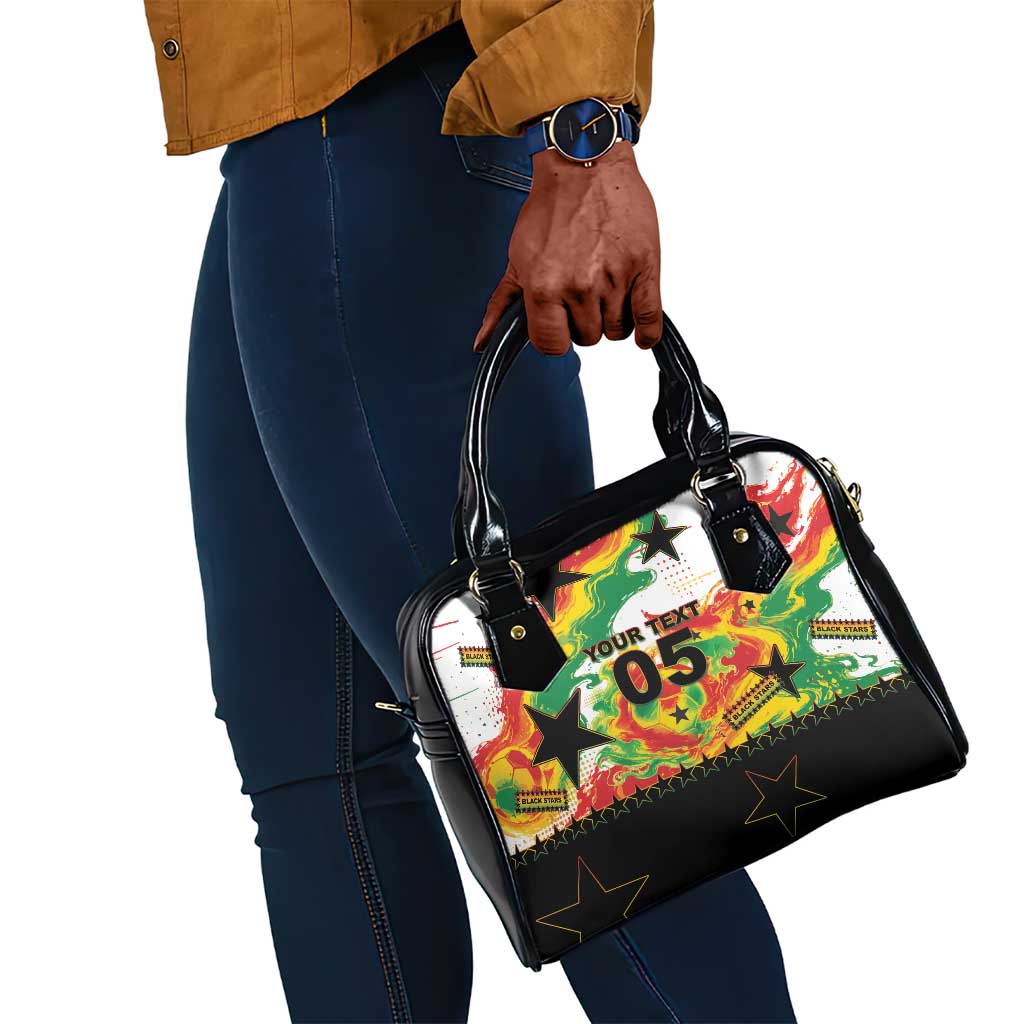 Custom Ghana Football Shoulder Handbag African Pride Flag Colors Flame
