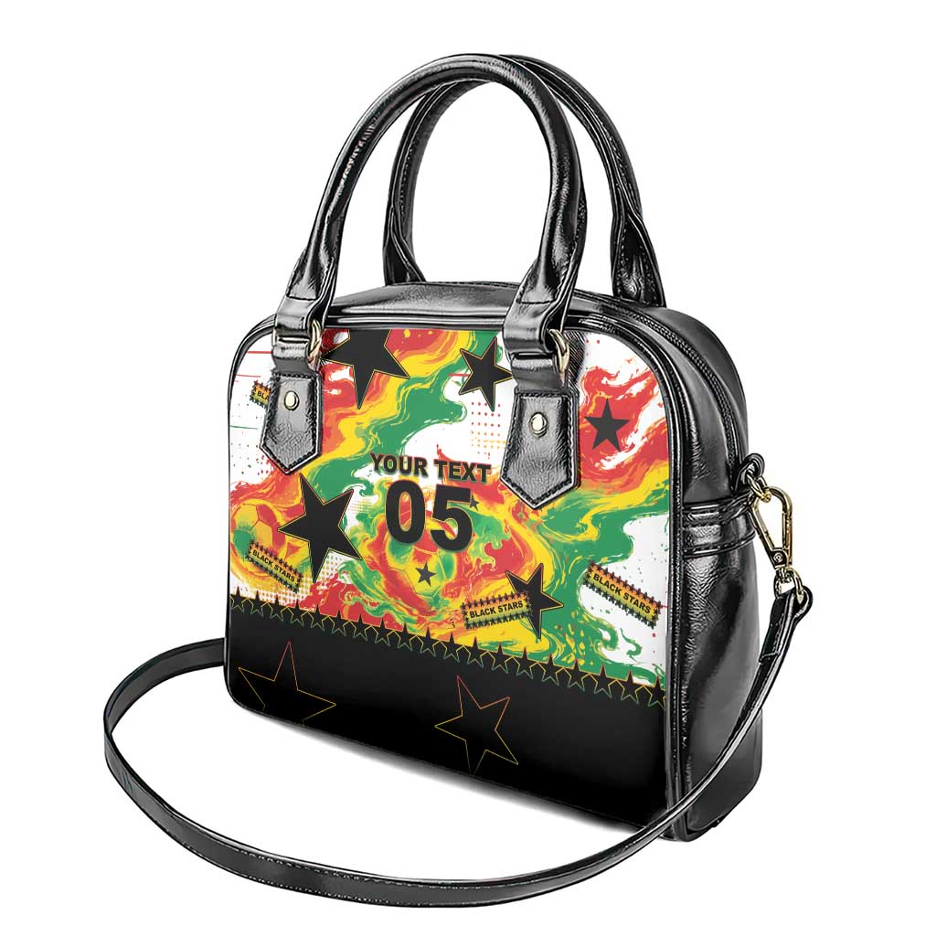 Custom Ghana Football Shoulder Handbag African Pride Flag Colors Flame