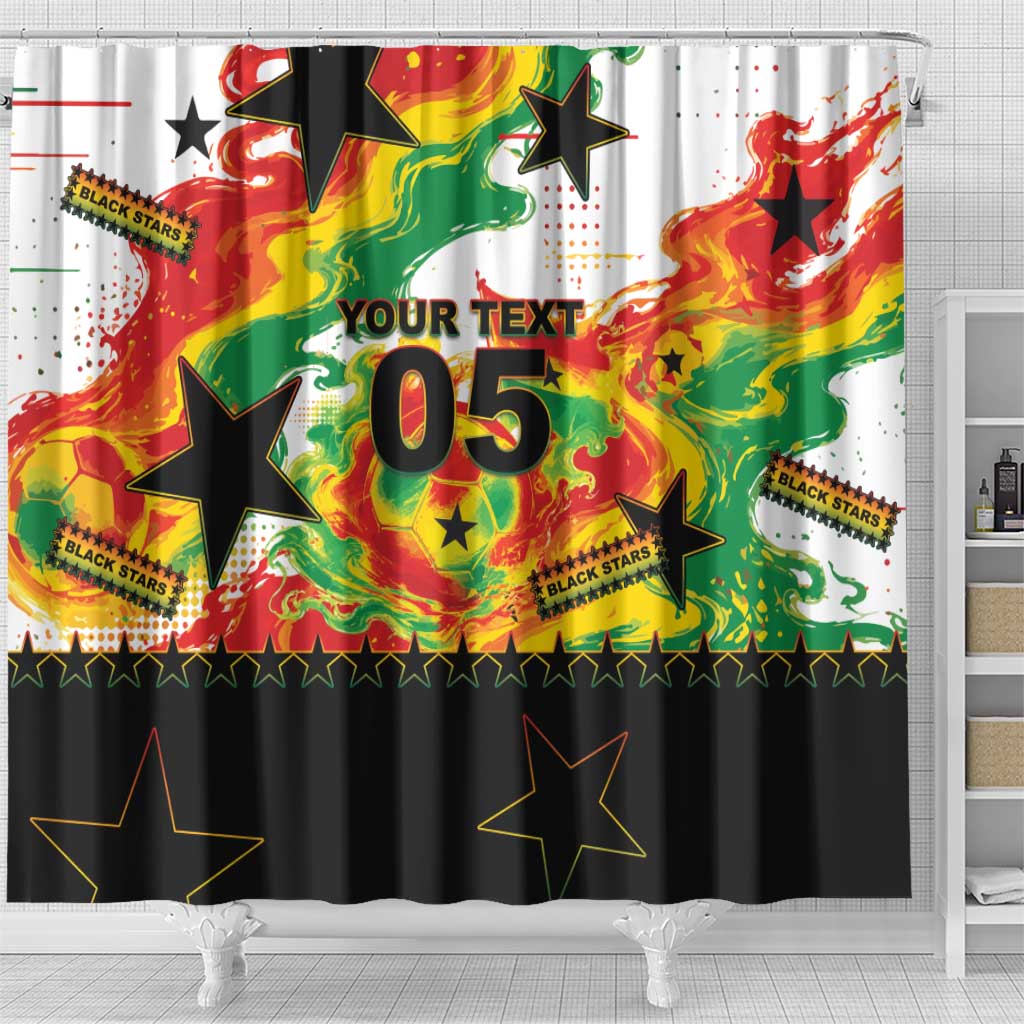Custom Ghana Football Shower Curtain African Pride Flag Colors Flame