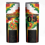 Custom Ghana Football Skinny Tumbler African Pride Flag Colors Flame