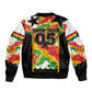 Custom Ghana Football Sleeve Zip Bomber Jacket African Pride Flag Colors Flame