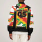 Custom Ghana Football Sleeve Zip Bomber Jacket African Pride Flag Colors Flame