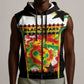 Custom Ghana Football Sleeveless Zip Hoodie African Pride Flag Colors Flame