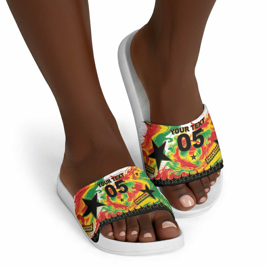 Custom Ghana Football Slide Sandals African Pride Flag Colors Flame