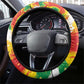 Ghana Football Steering Wheel Cover African Pride Flag Colors Flame