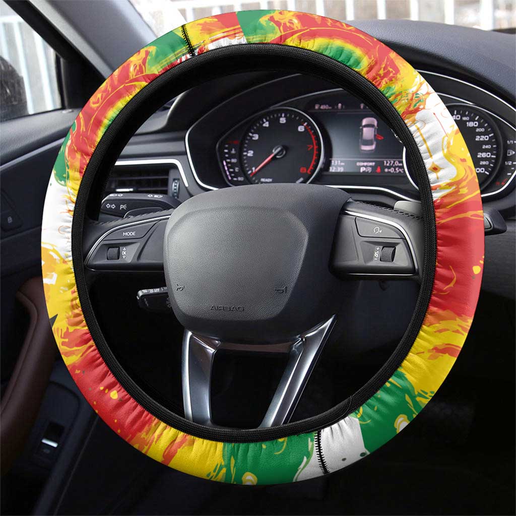 Ghana Football Steering Wheel Cover African Pride Flag Colors Flame