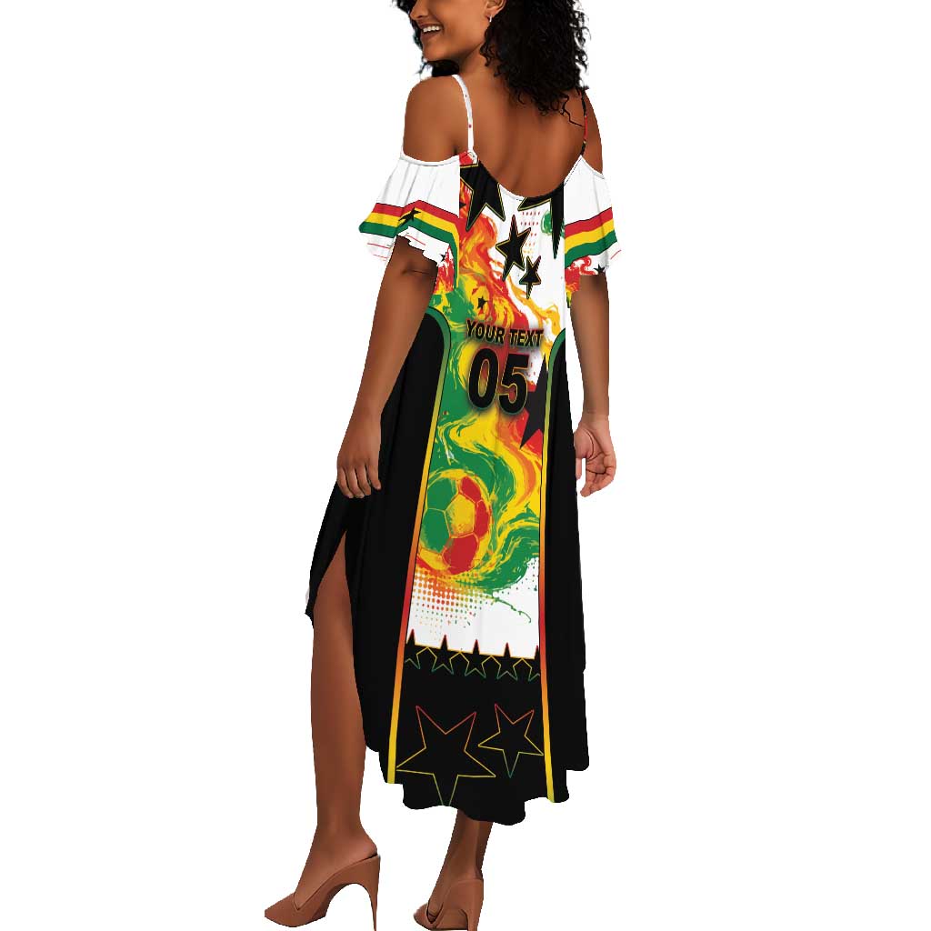Custom Ghana Football Summer Maxi Dress African Pride Flag Colors Flame