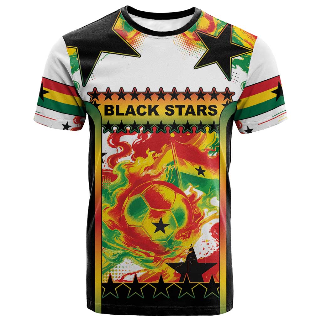 Custom Ghana Football T shirt African Pride Flag Colors Flame