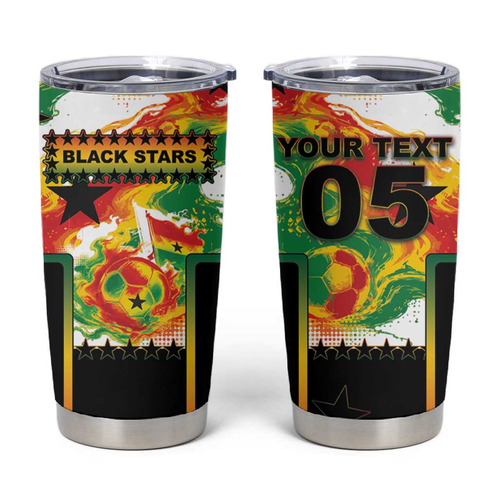 Custom Ghana Football Tumbler Cup African Pride Flag Colors Flame