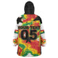 Custom Ghana Football Wearable Blanket Hoodie African Pride Flag Colors Flame