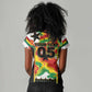 Custom Ghana Football Women V-Neck T-Shirt African Pride Flag Colors Flame