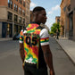 Custom Ghana Football Zipper Polo Shirt African Pride Flag Colors Flame
