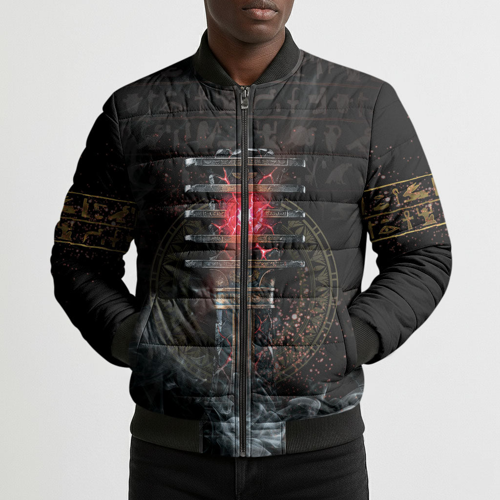 Egypt Djed Bomber Puffer Jacket Glow Smoky Dark Style
